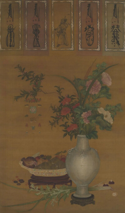 佚名《天中佳景轴》，绢本设色，108.2×63.5cm，元代
