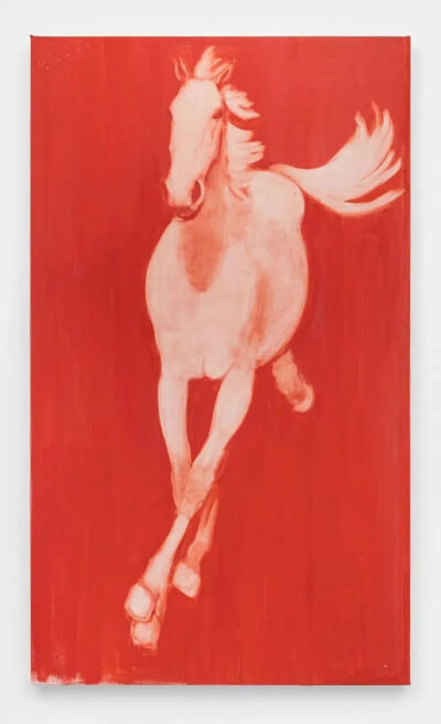 乔·安多《无题（继徐悲鸿之后）1/12/22》，布面油画，188×111.8×5.1cm，2022年，图片来源：阿尔敏·莱希
