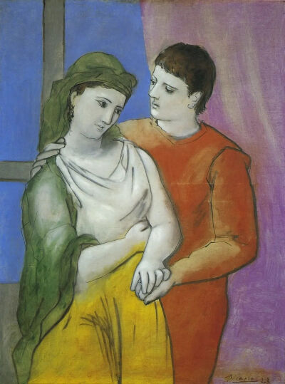 毕加索《Les amoureux》，布面油画，130.2×97.2cm，1923年