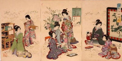 1892年《倭風俗女礼式》/ 展现了贵族女子的日常雅趣 / 杨洲周延 / 江户东京博物馆