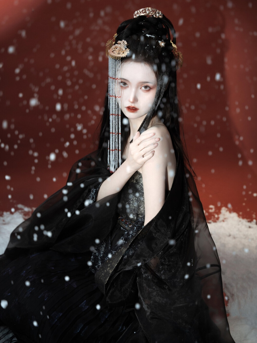 【有香如故】月影 黑色诃子裙 暗黑风 