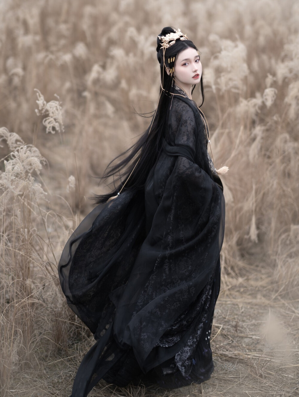 【有香如故】月影 黑色诃子裙 暗黑风 