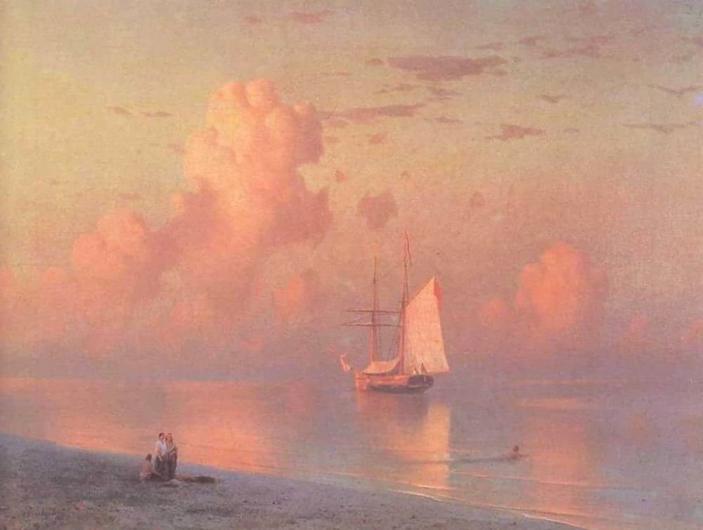 俄罗斯浪漫主义画家Ivan Aivazovsky/日落/1866