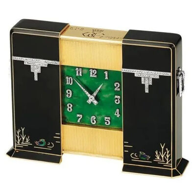 水鸭座钟， 指针和数字为钻石制成。/1930 年/Van Cleef & Arpels