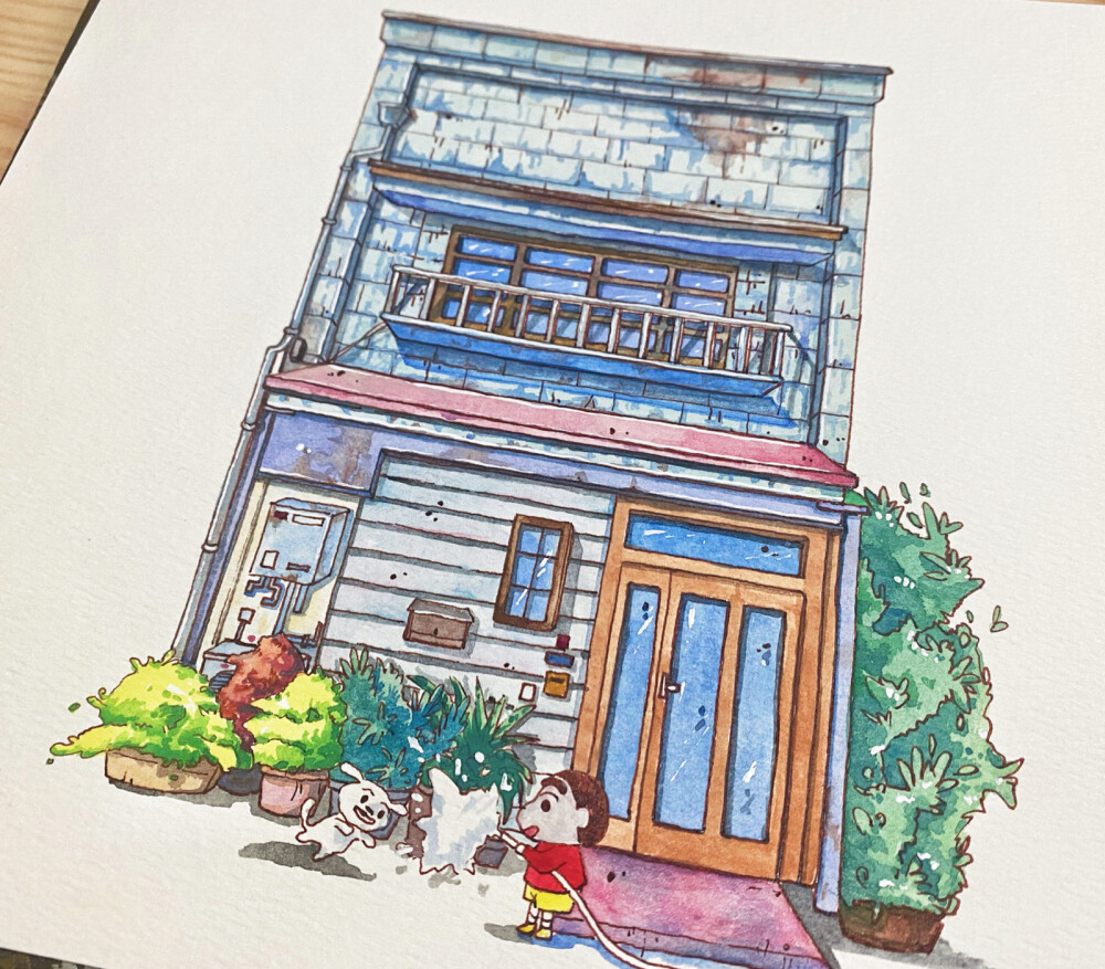 蜡笔小新家的房子绘画图片