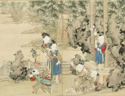 佚名《生平乐事图册-魁星》，绢本设色，25.6×31.5cm，清代，中国台北故宫博物院藏

