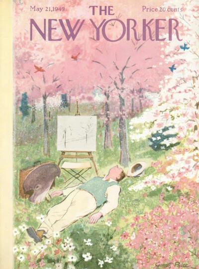 上世纪《纽约客》杂志封面中的粉调。 ​