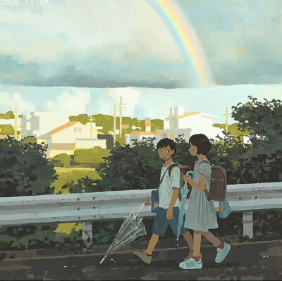 治愈氛围感水彩插画
独属少年的美好
画师：ins@j_kmor