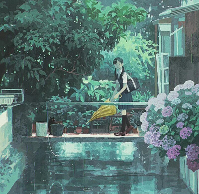 治愈氛围感水彩插画
独属少年的美好
画师：ins@j_kmor