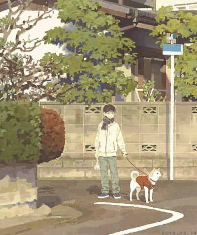治愈氛围感水彩插画
独属少年的美好
画师：ins@j_kmor