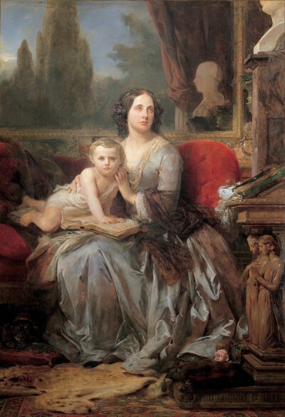 莱昂·柯涅 Léon Cogniet
加列拉公爵夫人和她的儿子菲利普1856