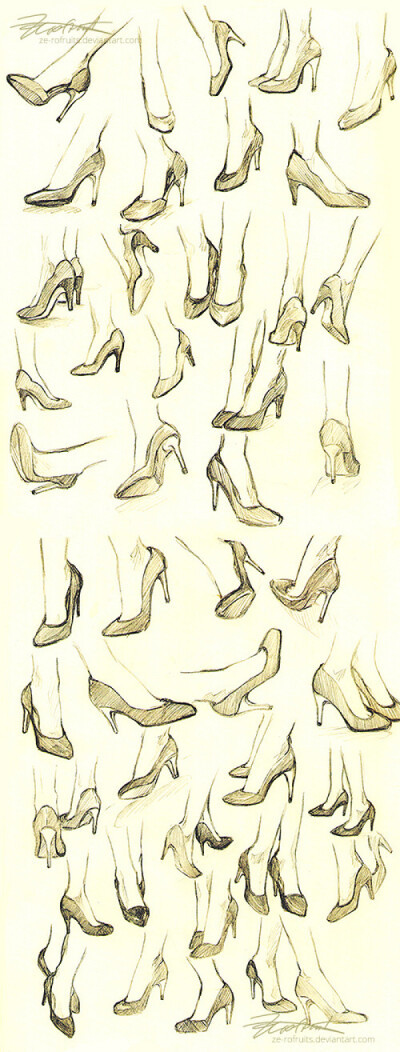 头部设计之【腿&脚】 手稿 电脑数位板 各个角度 步骤 男女 发型 比例 鞋 靴 帆布鞋