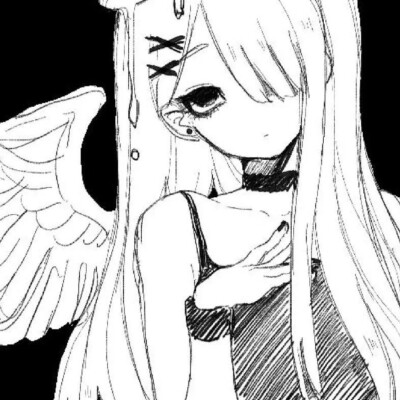 黑白漫头女 画师：@Shirokane rinko