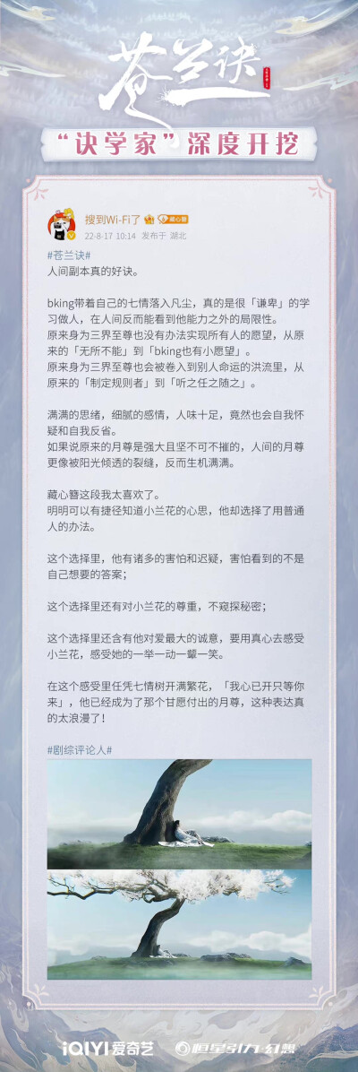 苍兰诀
王鹤棣 虞书欣
东方青苍 小兰花
诀学家 来自诀症患者的发言