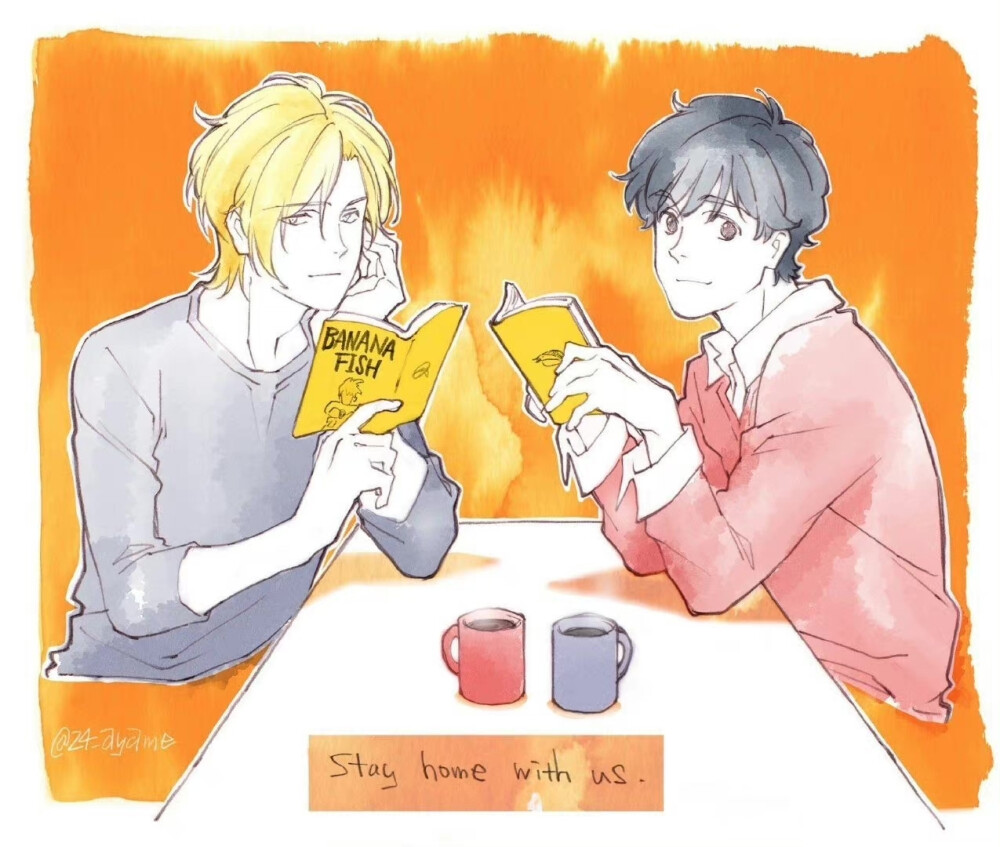 #banana fish#“后来，亚修被送去了医院，还好没伤及致命处，在康复后去找了一直等他的英二，两人在一个很安逸的地方厮守到老?！?黑头发的中年男人放下手中的书，摸了摸旁边邻居家小孩的金发头发。
“亚修长得很好看吗？”
“嗯，他和你一样，有一头很好看的金发。”
恍惚间，他看到他在向自己走来…