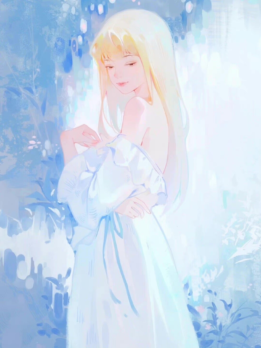 “少女的裙摆盛满了盛夏”
画师：画画的果露