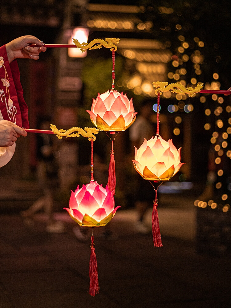 中秋节元宵节手提莲花荷花灯笼