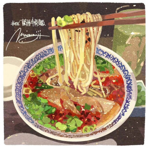 美食绘（美味的面），画家：もみじ真魚