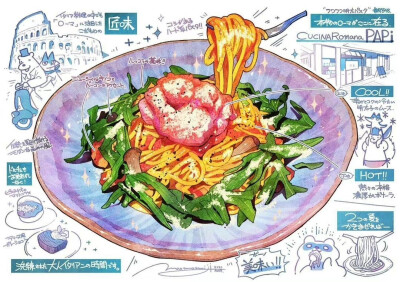 美食绘（美味的面），画家：もみじ真魚