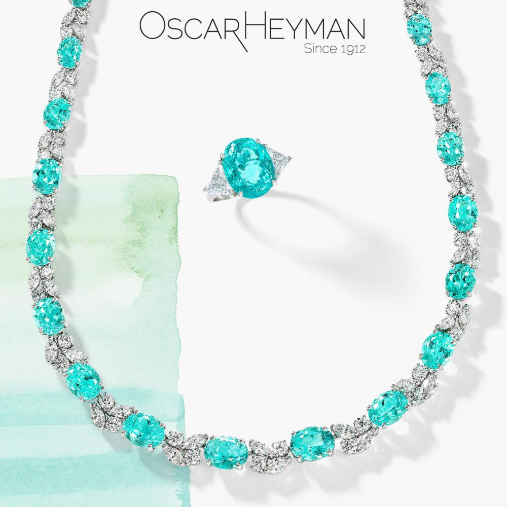 Oscar Heyman 白金项链 戒指 帕拉依巴碧玺 Paraiba Tourmaline Dreams