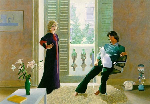 【艺术分享】英国画家大卫.霍克尼（David Hockney）。同时拥有艺术家、摄影师、舞台设计师等多重身份的他，总以新的尝试和始终有着清楚脉络的创作方式，在这数十年来持续引领艺术创作者和观者思考色彩与空间关系，并创作出了西方美术史近半个世纪以来识别度最高的绘画系列。
除了作品本身的魔力之外，霍克尼足以担负起当代最有影响力艺术家的名声，大概肇基于他绘画以外的坚实理论基础。在他的言谈与作品中时时流露出他独到创作理论的贯彻：「我多数不是在户外大自然中画的，而是根据速写和记忆在工作室里画的。」他表示为了让画作的画面更加紧凑，他偏好使用多种对比强烈的色彩，尝试赋予画面更好的几何感。
他作品所使用的