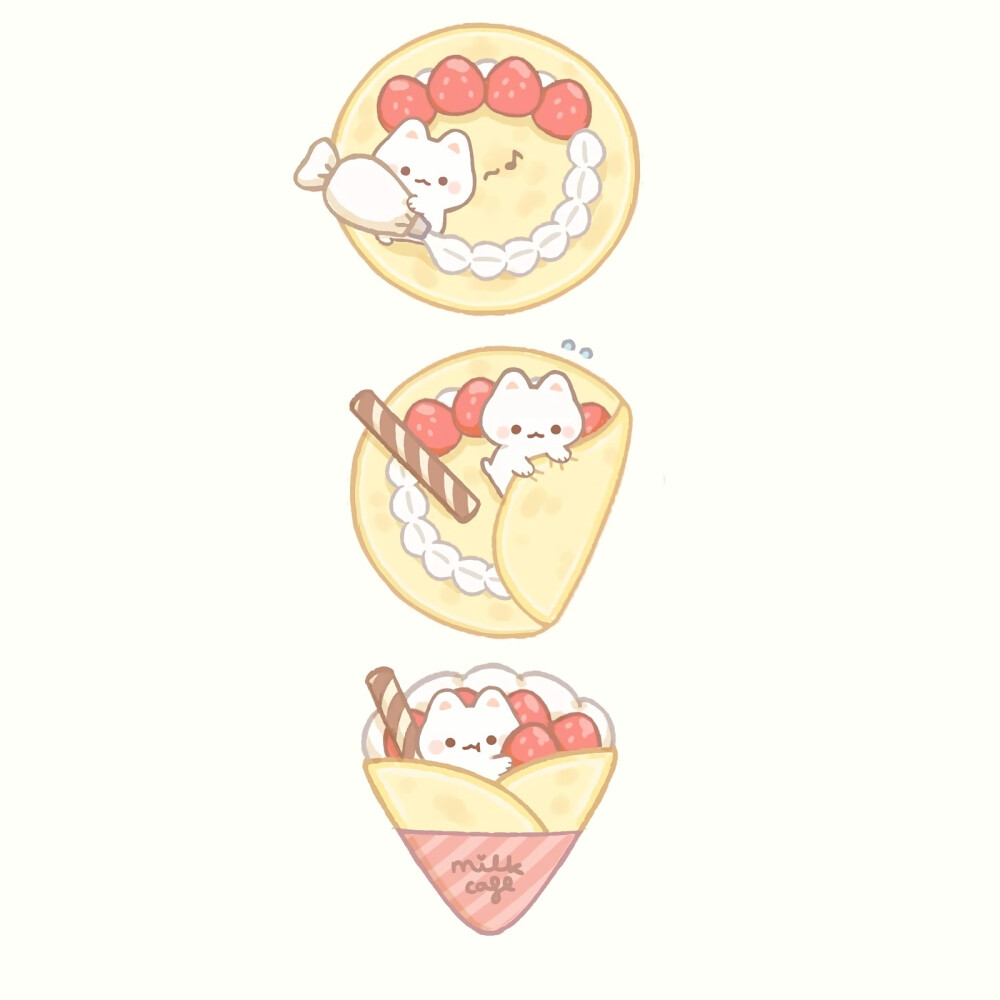 一组可爱又治愈的小猫咪美食背景图来啦 ins:milkcafe.co