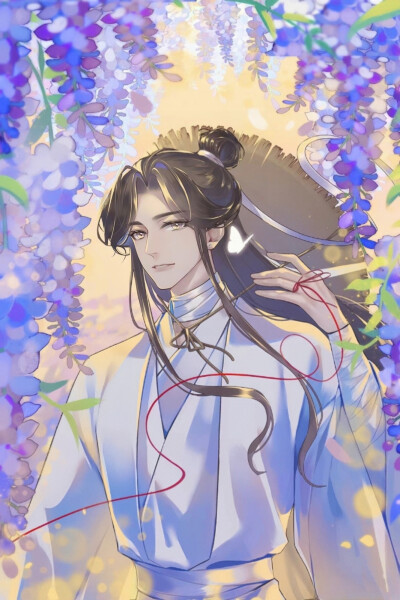 #天赐官福#
紫藤花下又见君
画师大大：鹿九弦