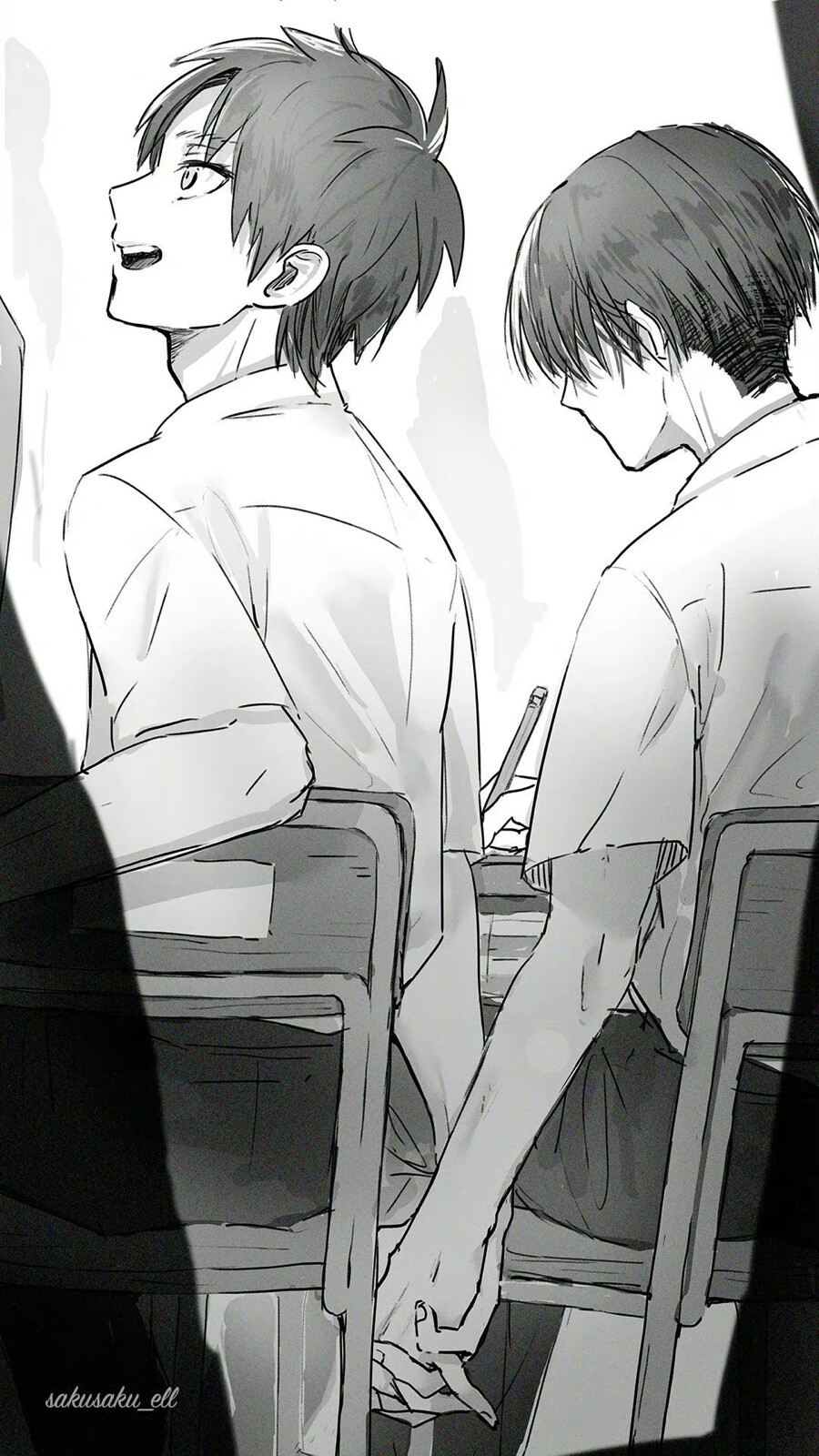 #巨人##艾利# ​​​​ 艾伦 x 利威尔，啊啊这也太好磕了，救命 太会画了！！！！
twitter：sakusaku_ell ​​​