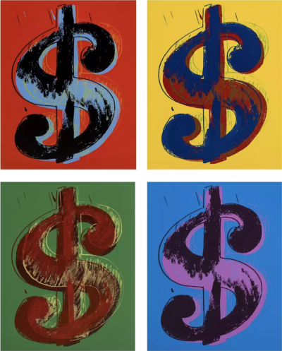 安迪·沃霍尔《Dollars Sign》，丝网印刷，50.2×39.7cm，1967年