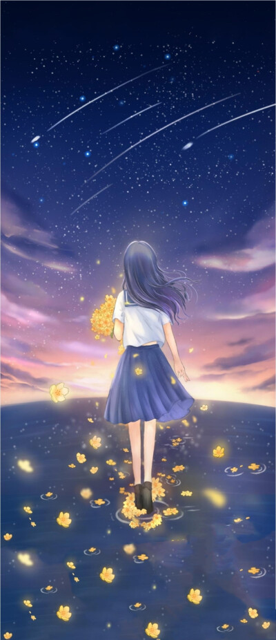 小清新女孩背影图片