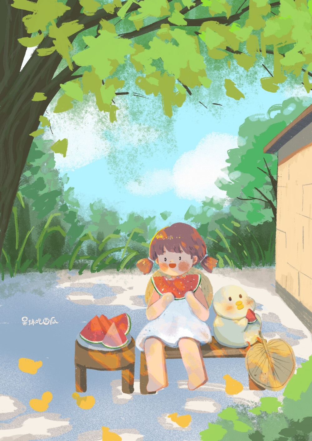 呆妹吃西瓜 - 堆糖,美图壁纸兴趣社区