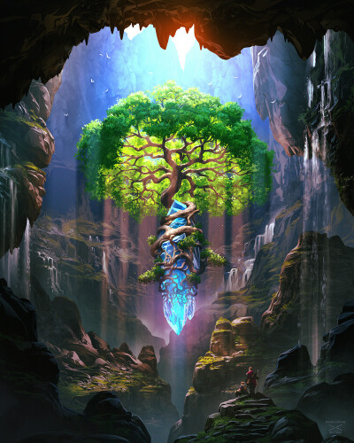 Crystal Tree Light Fall 画师 daniel conway artstation kDBO5x 
