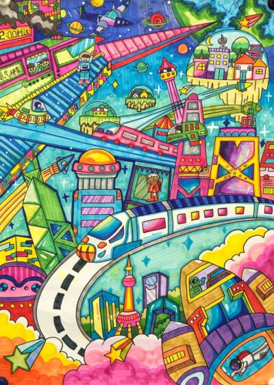 有些难度的儿童画