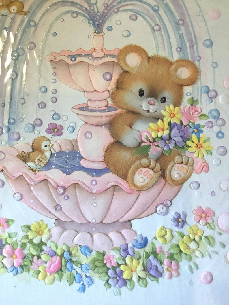 古早贺卡上的可爱小动物插画小熊