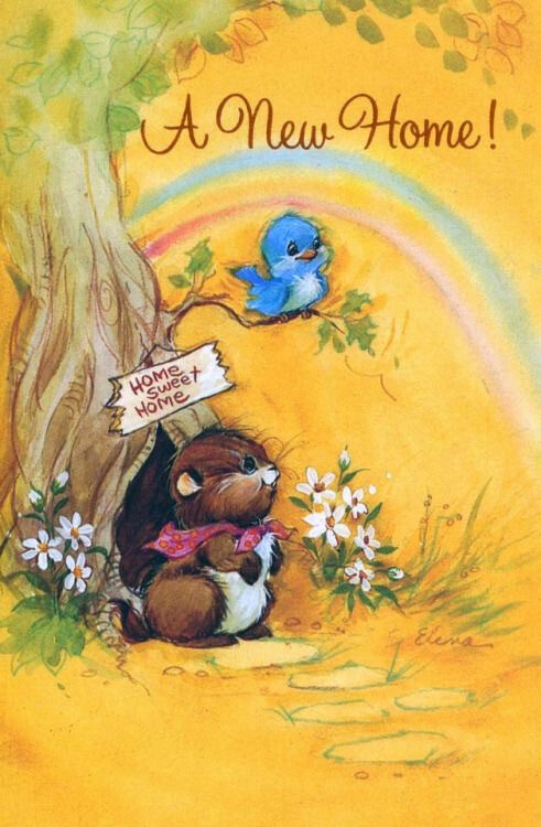 古早贺卡上的可爱小动物插画小熊