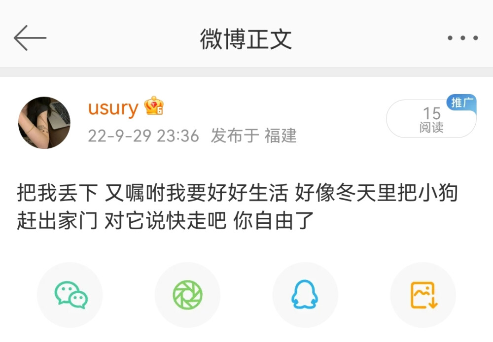 把我丢下 又嘱咐我要好好生活 好像冬天里把小狗赶出家门 对它说快走吧 你自由了 ​​​