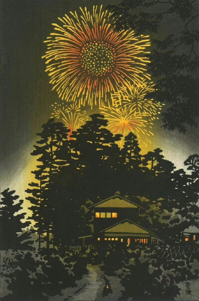  Shiro Kasamatsu (史郎笠松) B.1898-1991
“风景、插花、树林，史郎笠松喜爱描绘傍晚时分悬挂在天空的朦胧月亮与各种有趣的祭典活动场景。他一直都热爱着版画创作，晚年又学习了版画的具体刻法与印法，自己包揽了所…