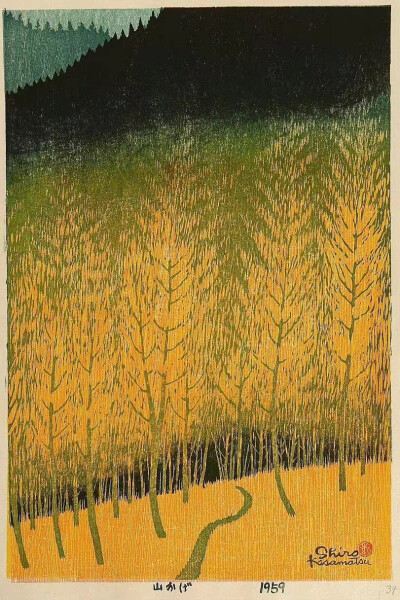  Shiro Kasamatsu (史郎笠松) B.1898-1991
“风景、插花、树林，史郎笠松喜爱描绘傍晚时分悬挂在天空的朦胧月亮与各种有趣的祭典活动场景。他一直都热爱着版画创作，晚年又学习了版画的具体刻法与印法，自己包揽了所…