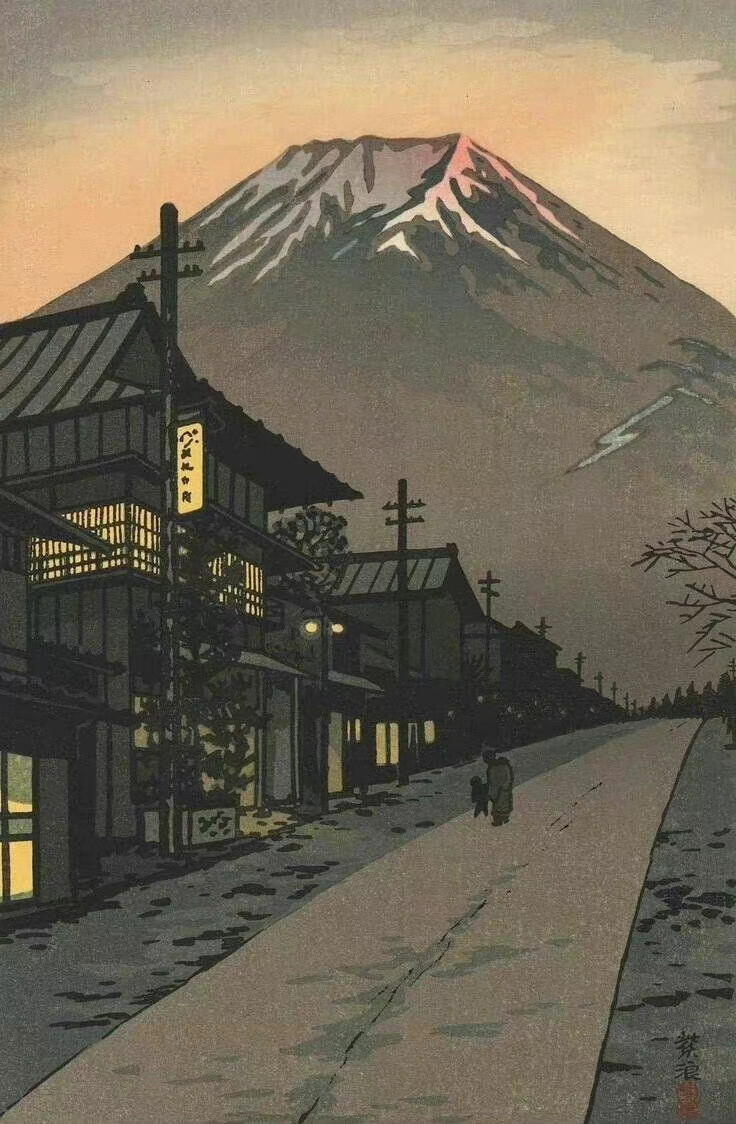  Shiro Kasamatsu (史郎笠松) B.1898-1991
“风景、插花、树林，史郎笠松喜爱描绘傍晚时分悬挂在天空的朦胧月亮与各种有趣的祭典活动场景。他一直都热爱着版画创作，晚年又学习了版画的具体刻法与印法，自己包揽了所有创作环节来进行版画制作。”