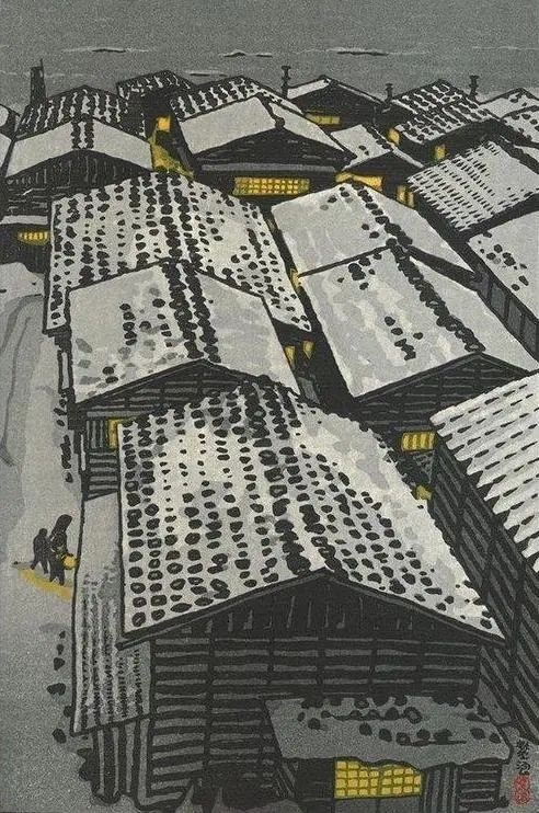  Shiro Kasamatsu (史郎笠松) B.1898-1991
“风景、插花、树林，史郎笠松喜爱描绘傍晚时分悬挂在天空的朦胧月亮与各种有趣的祭典活动场景。他一直都热爱着版画创作，晚年又学习了版画的具体刻法与印法，自己包揽了所有创作环节来进行版画制作。”