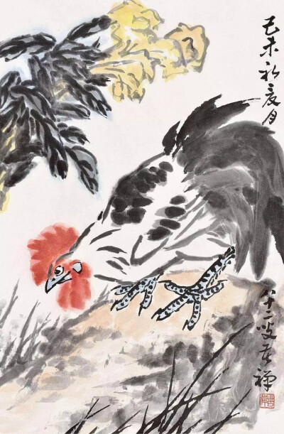 李苦禅（1899- 1983），近现代杰出的大写意花鸟画家。李苦禅认为，中国写意画高就高在薄薄的宣纸后面有很深的文化底蕴，不是就物写物，而是在悟性中写成。
