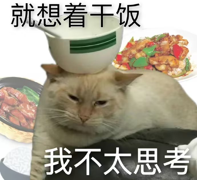 就想着干饭，我不太思考