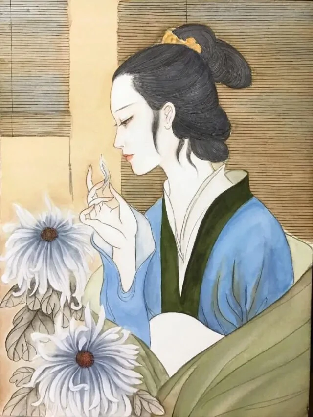 古风美人国风插画聊天背景头像