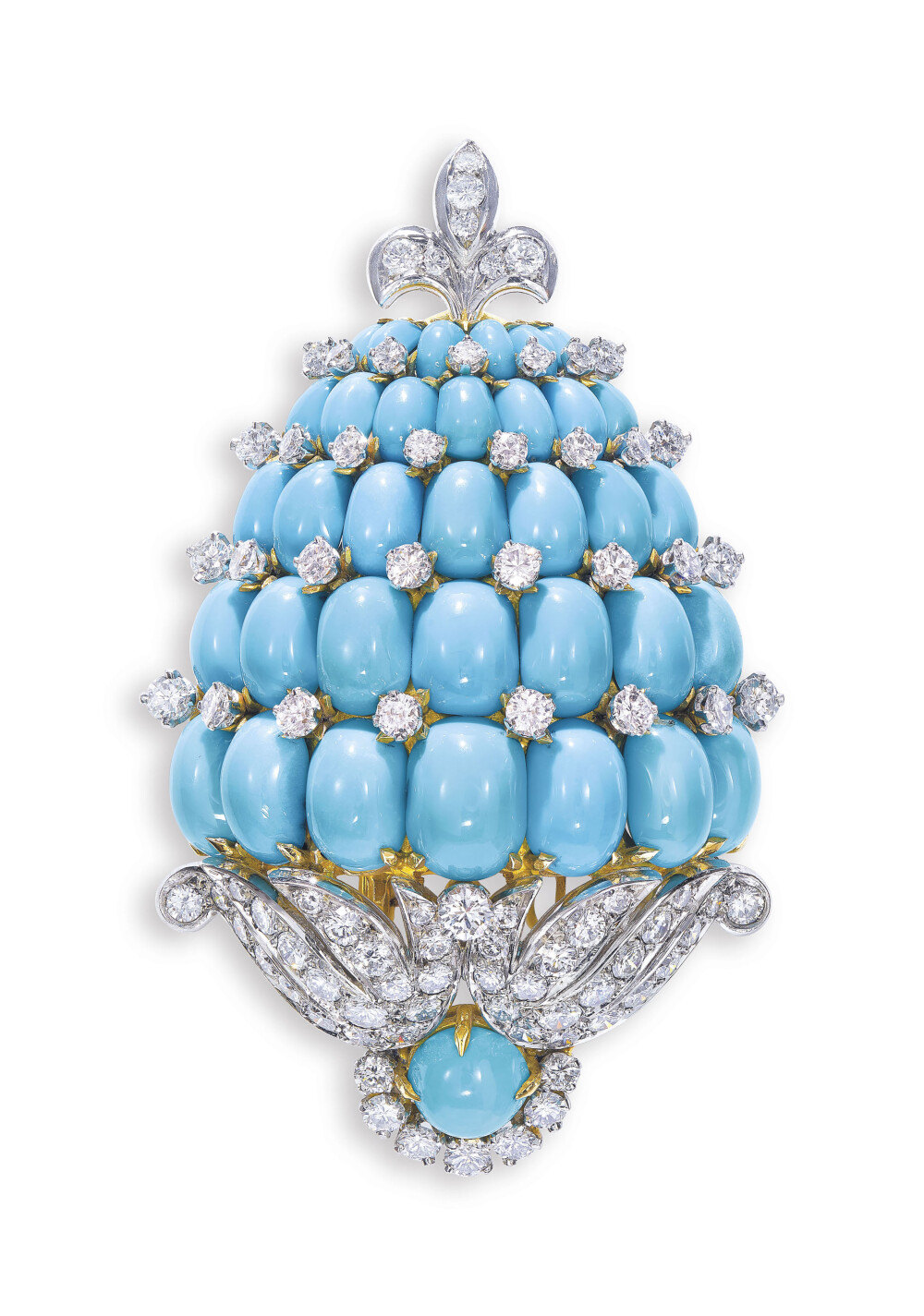 bulgari宝格丽绿松石套装镶嵌凸圆形蛋面绿松石圆形切割钻石铂金和