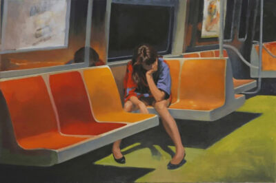 奈杰尔·范·维克（Nigel Van Wieck）《Q Train》，布面油画，60.96×91.44cm，1990年