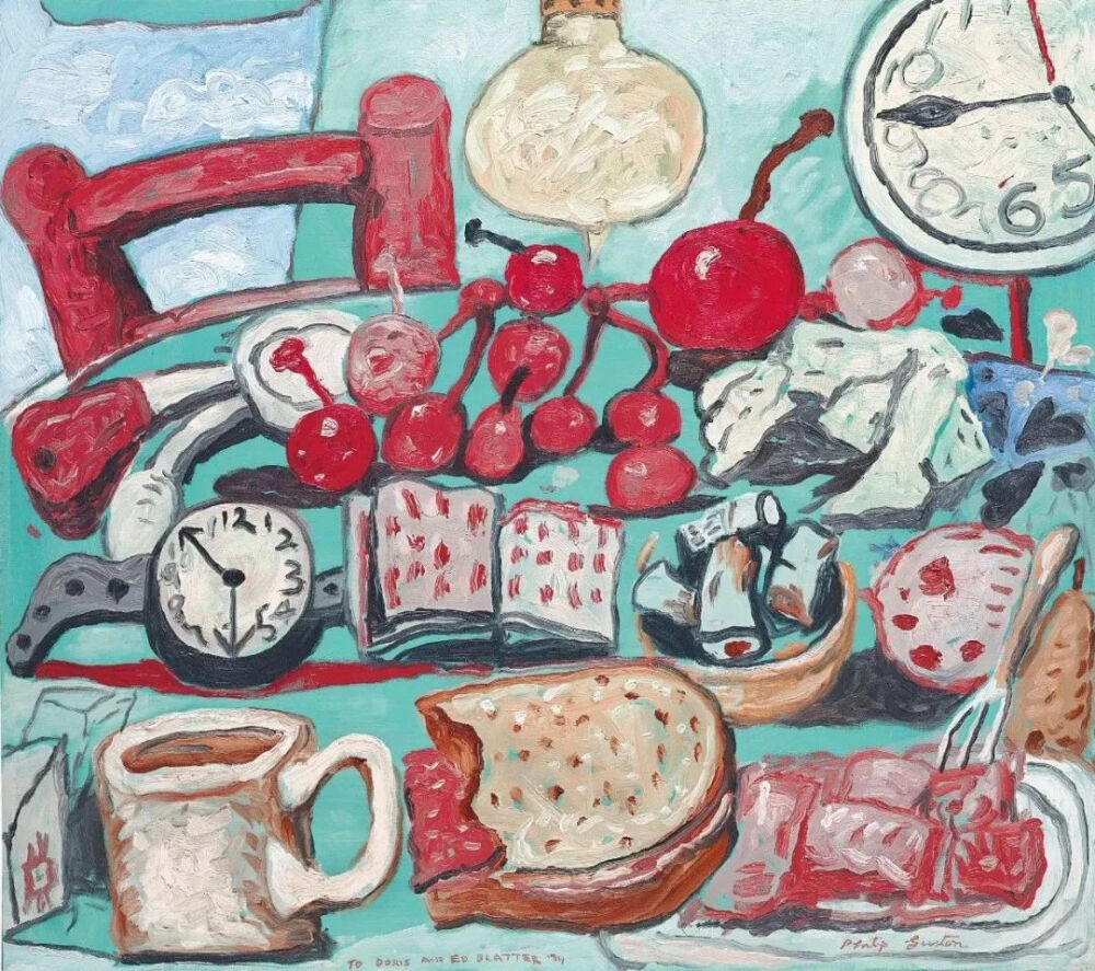 菲利普·加斯顿《Summer Kitchen Still Life》，布面油画，82×91.4cm，1978-1979年