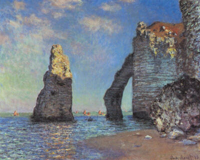 艾特达悬崖（The Cliffs at Etretat）
克劳德·莫奈1885
名称：艾特达悬崖
英文名称：The Cliffs at Etretat
创作者：克劳德·莫奈
创作日期：1885
实际尺寸：65 x 81.1 cm
类别：河海
材质：布面油画
位于：美国-麻州…