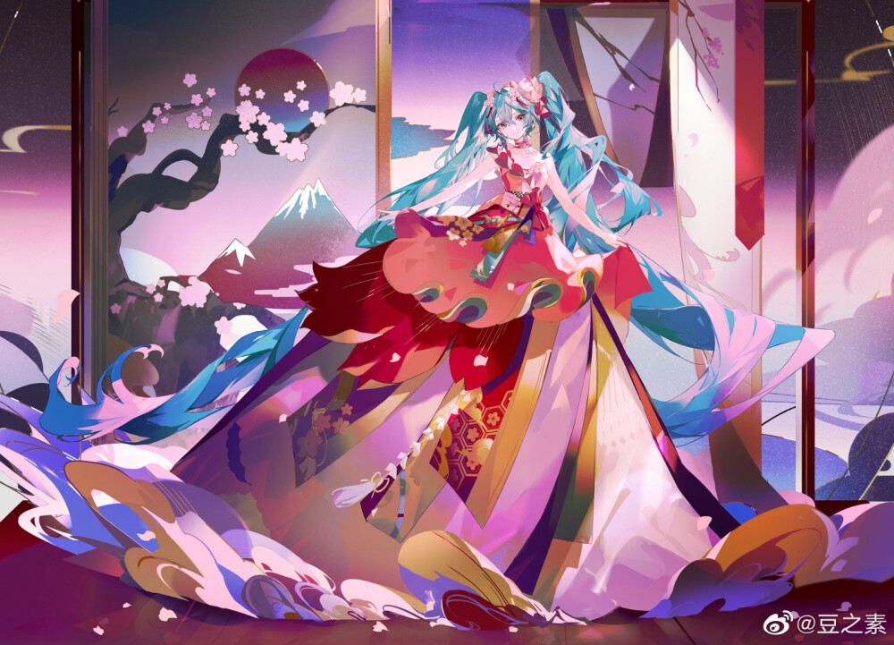 初音十五周年的樱花礼服