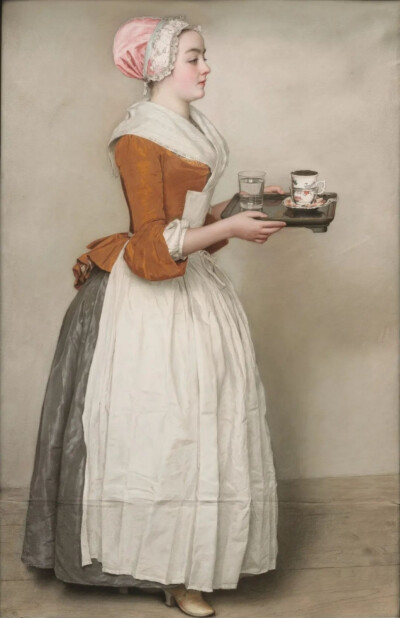 让-艾蒂安·利奥塔（Jean-Étienne Liotard）《巧克力女孩》，纸面色粉，1744年 ©Gemäldegalerie Alte Meister, SKD; Photo: Herbert Boswank