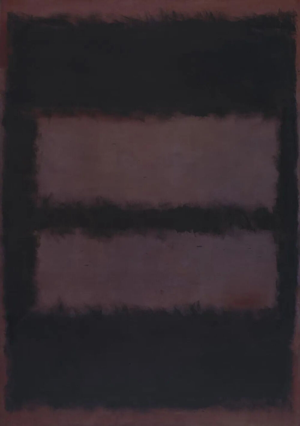 马克·罗斯科（Mark Rothko）《Black on Maroon》，布面油画、亚克力，266.7×381.2cm，1958年